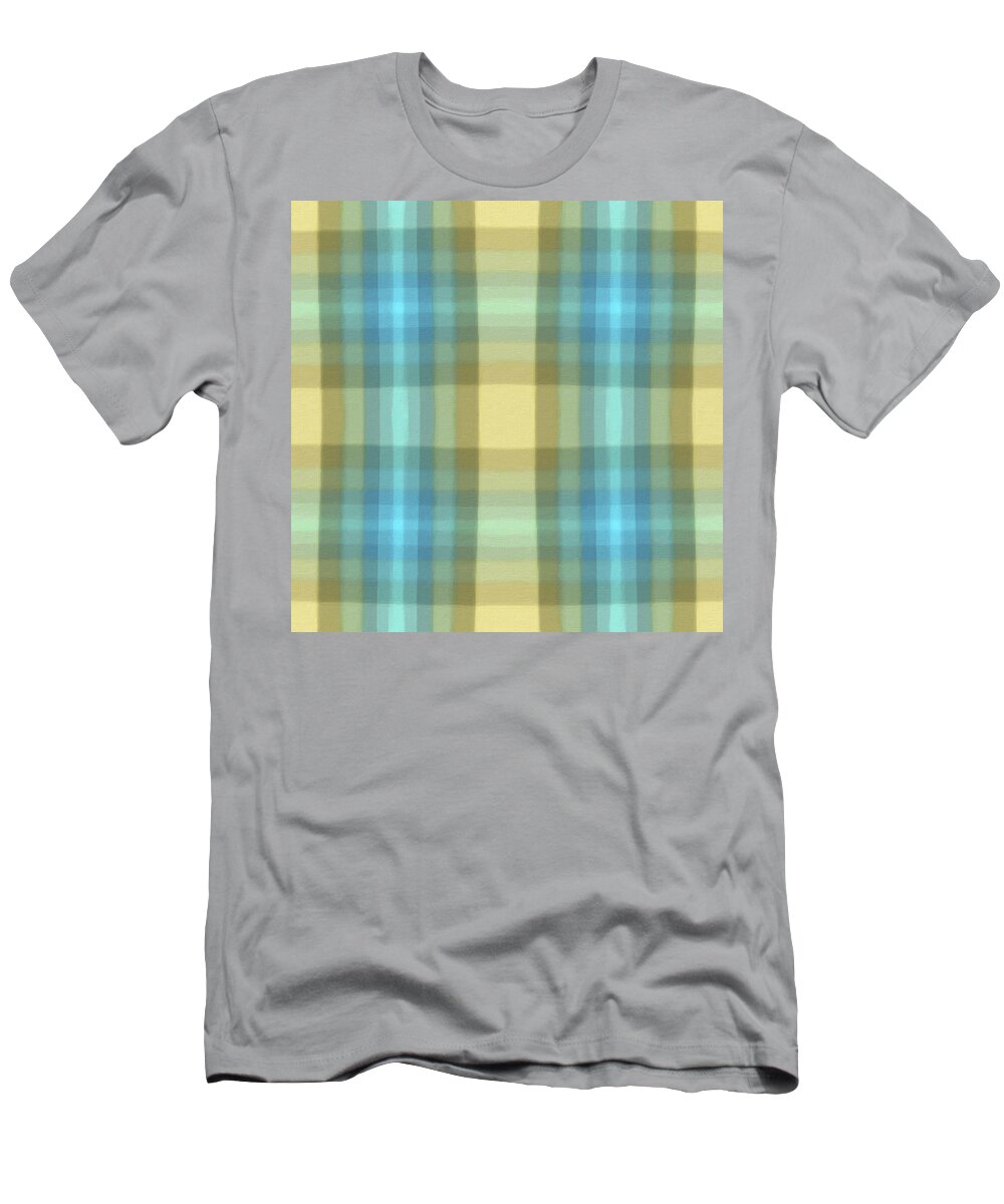 Ocean T-Shirt featuring the mixed media Seafoam Plaid Pattern 2 by DiDesigns Graphics