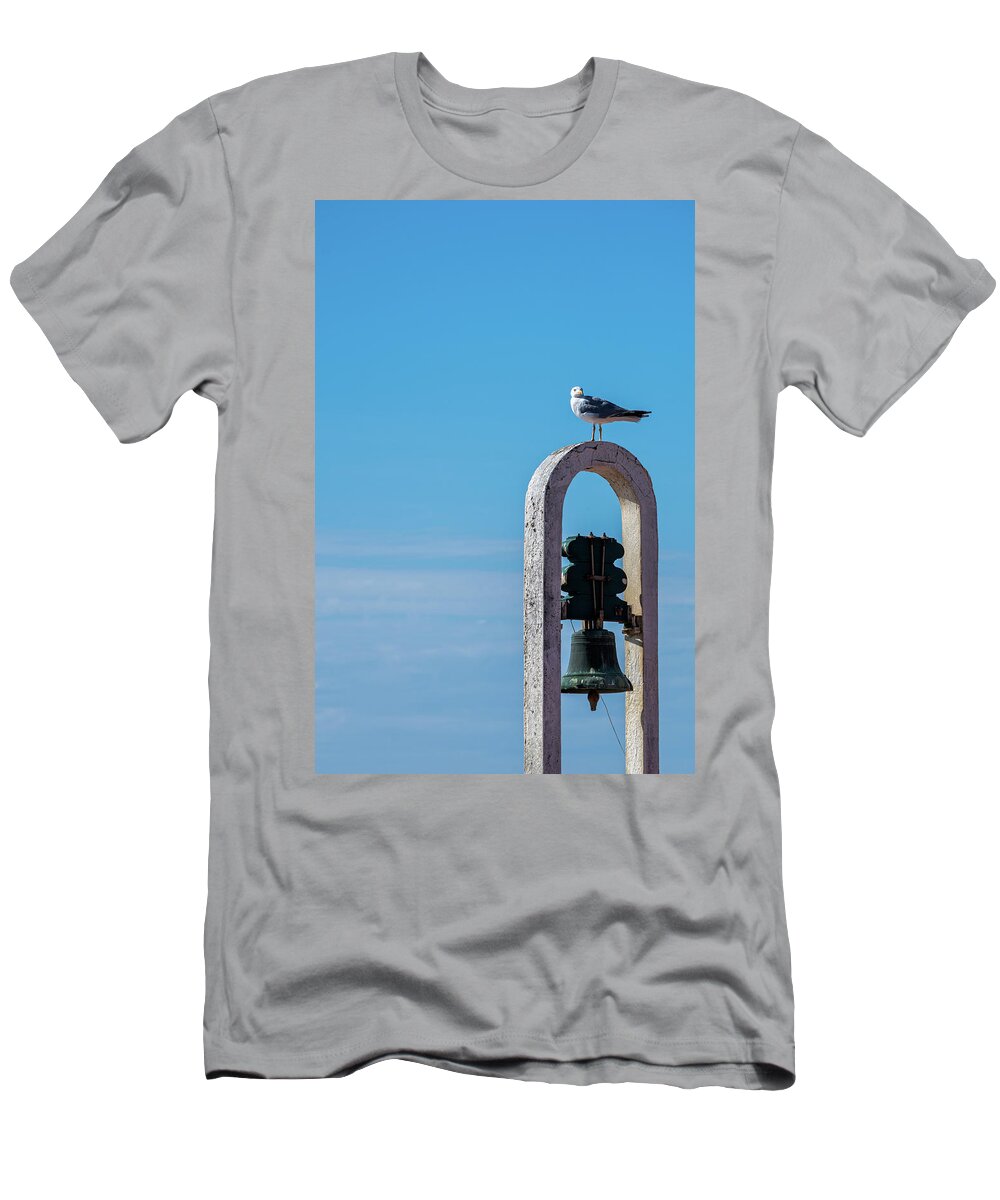 Animal T-Shirt featuring the photograph Seagull and the bell by Paulo Goncalves
