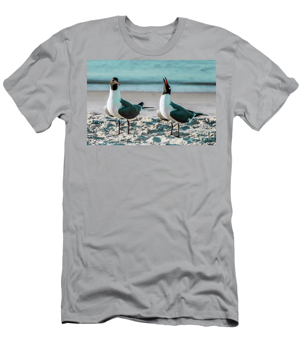 Animals T-Shirt featuring the photograph Seagull Serenade 4954 by Ricardos Creations