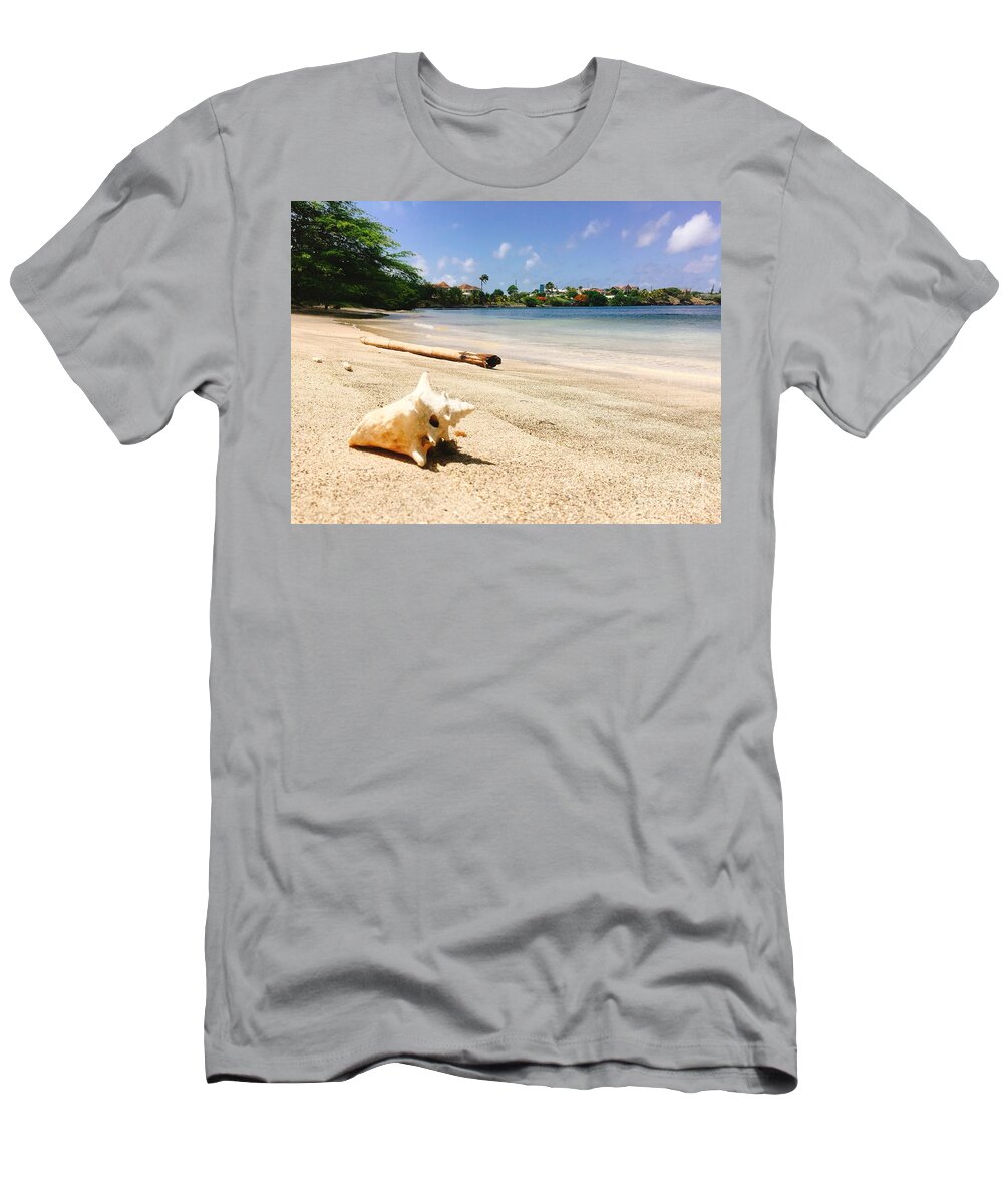 Seashell T-Shirt featuring the photograph Seashell on beach by Laura Forde