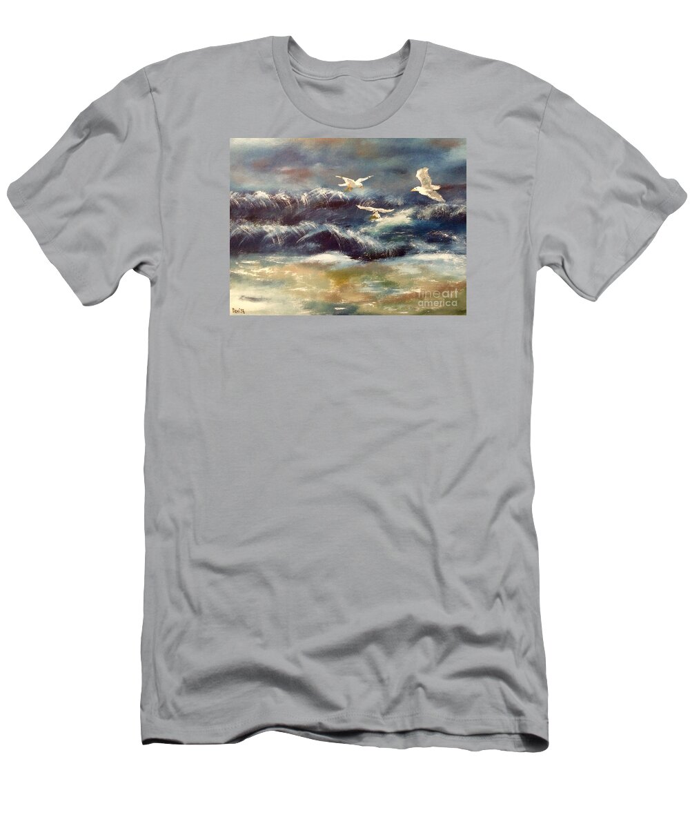 Sea T-Shirt featuring the painting Seaside Serenade by Denise Tomasura
