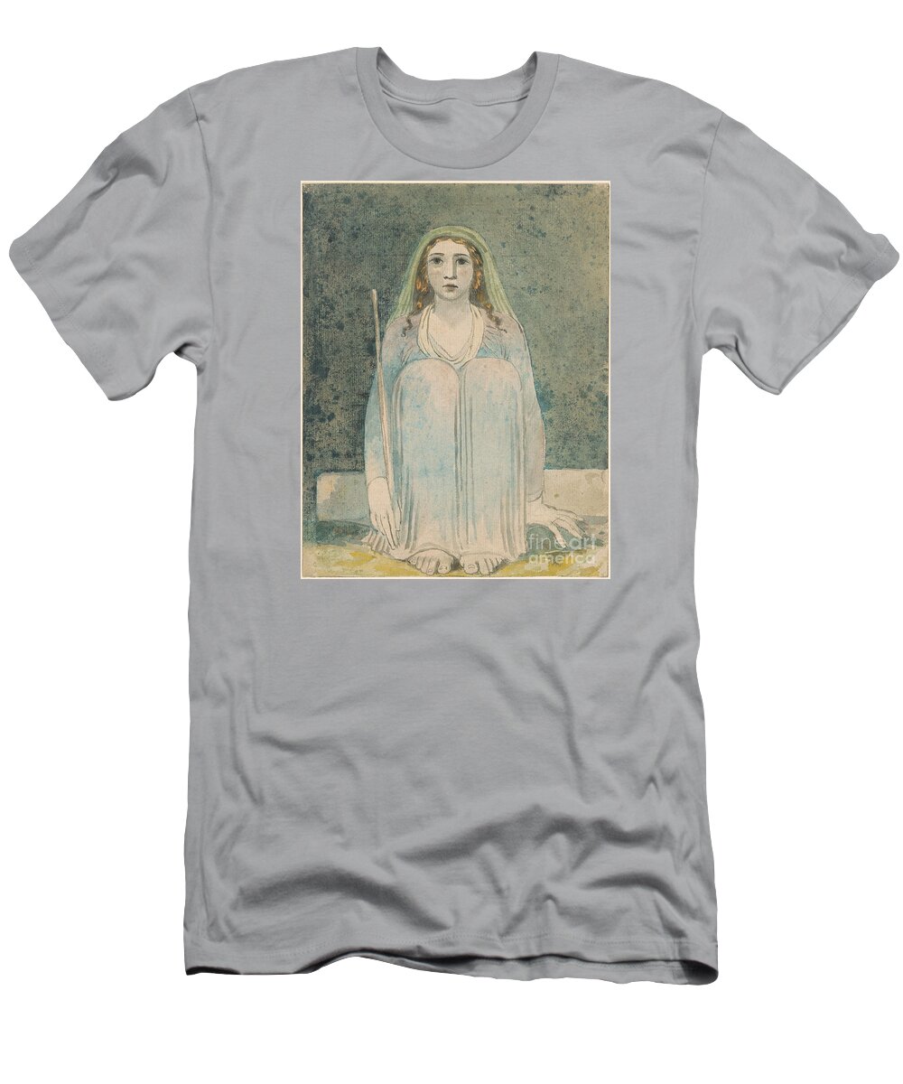 William Blake T-Shirt featuring the painting Seated Woman Holding a Staff by MotionAge Designs