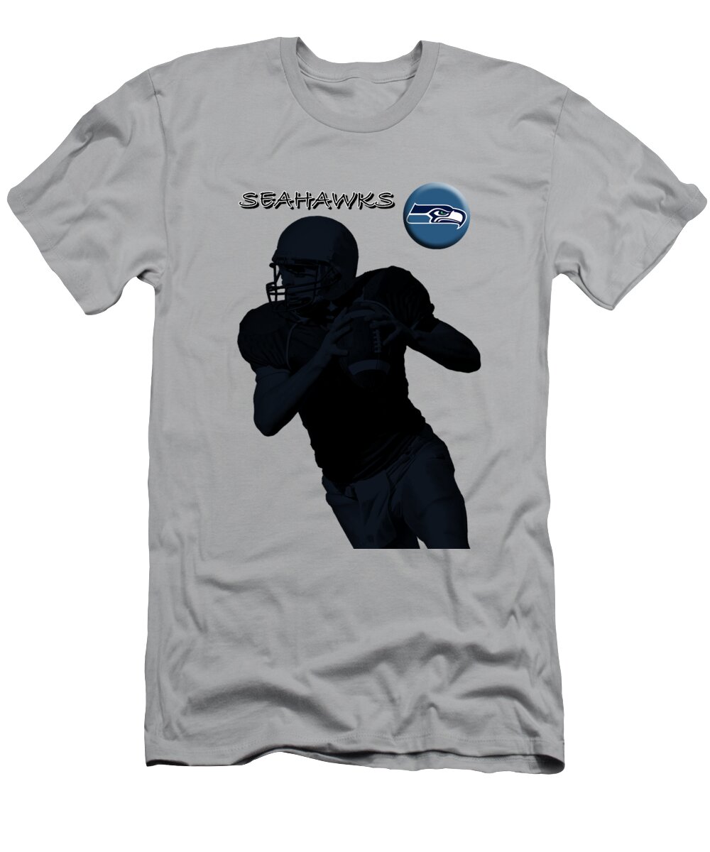 Seahawks T-Shirt featuring the digital art Seattle Seahawks Football by David Dehner