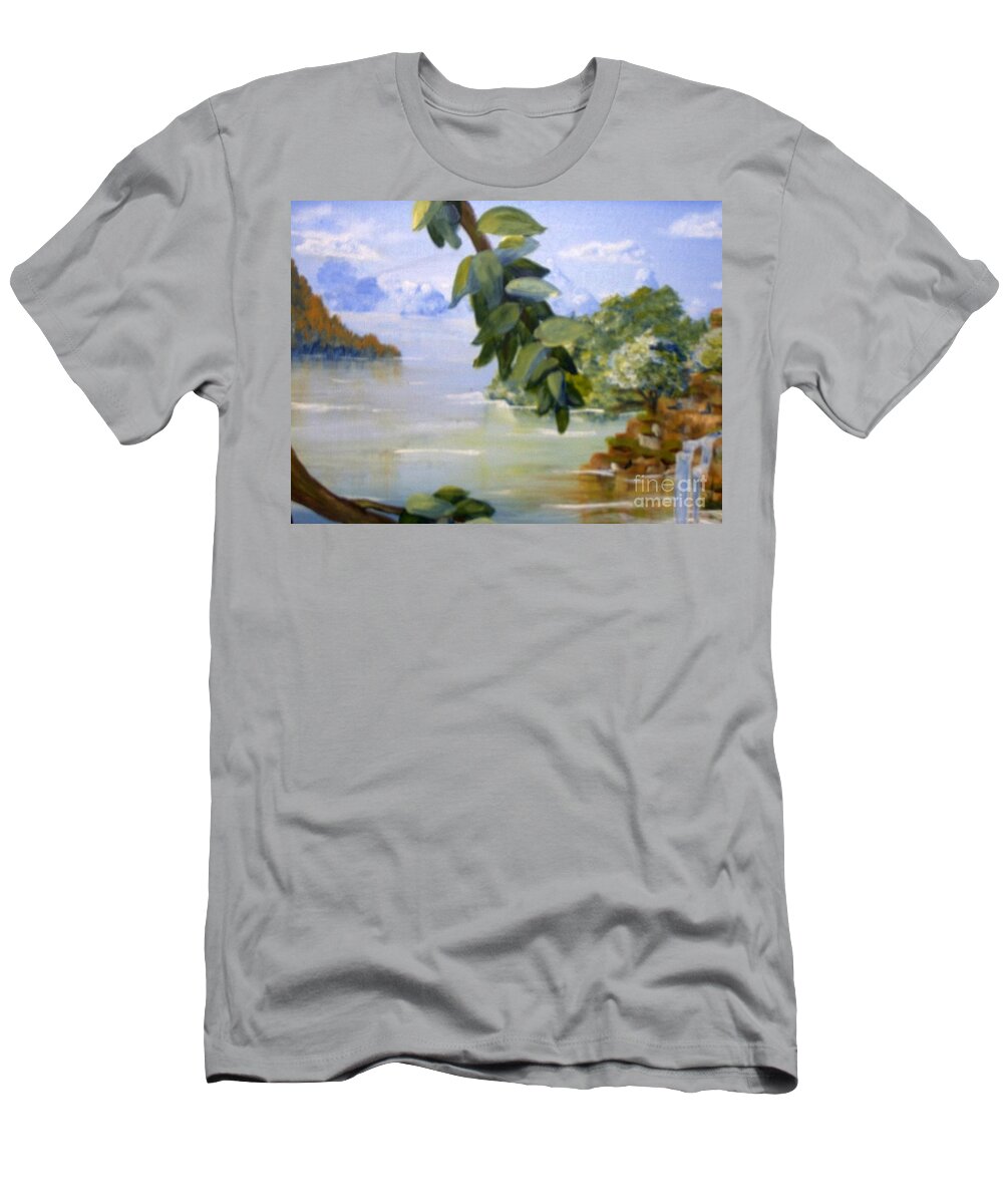Landscape T-Shirt featuring the painting Secret Paradise by Saundra Johnson