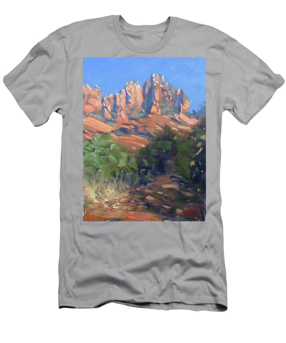 Sedona Arizona T-Shirt featuring the painting Sedona by Ylli Haruni