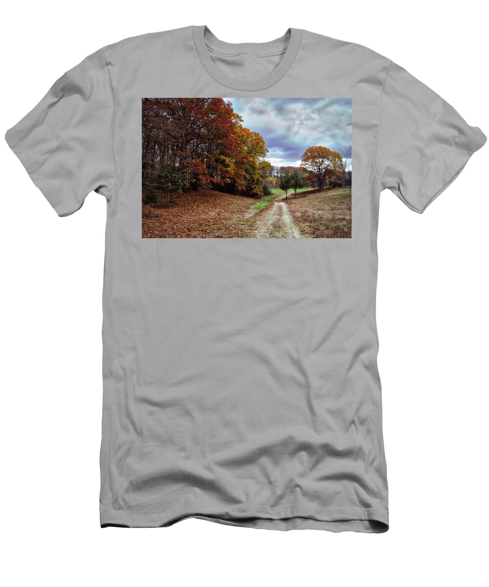 Autumn T-Shirt featuring the photograph Seldom Traveled 0609 by Michael Peychich