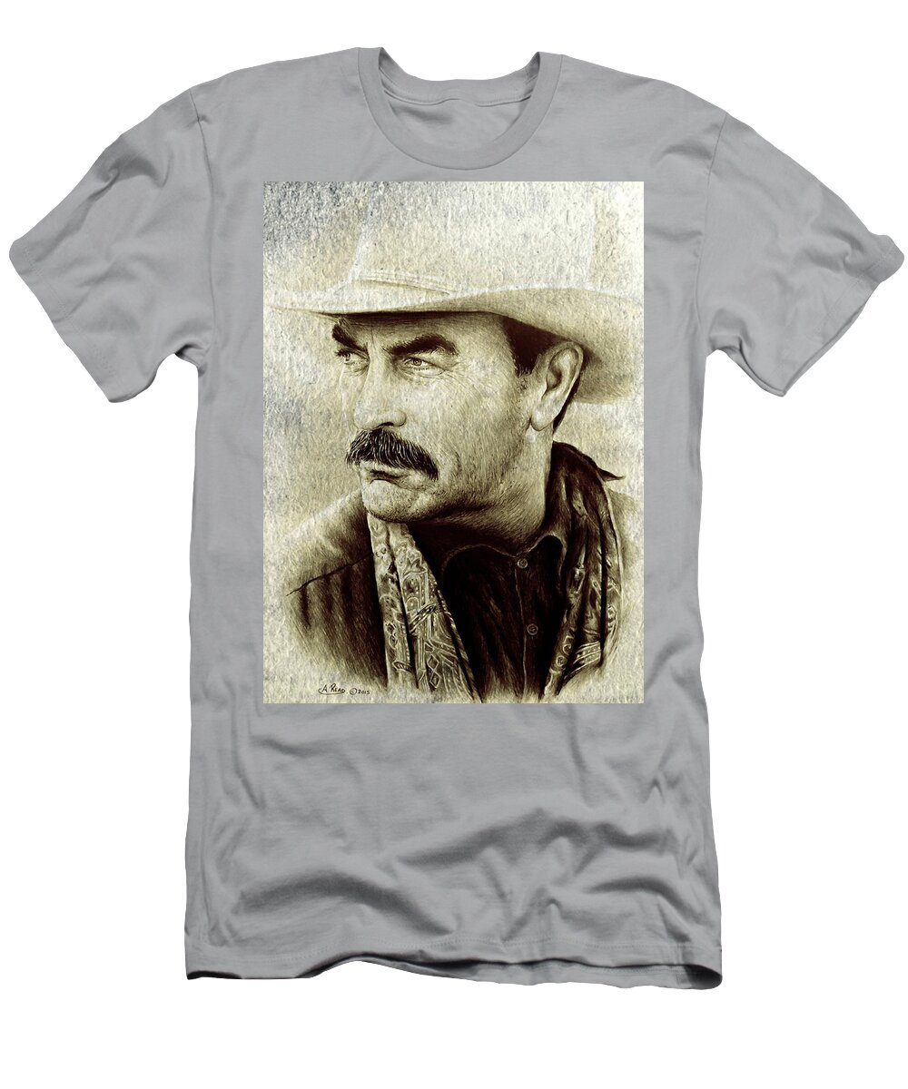 Selleck T-Shirt featuring the painting Selleck by Andrew Read