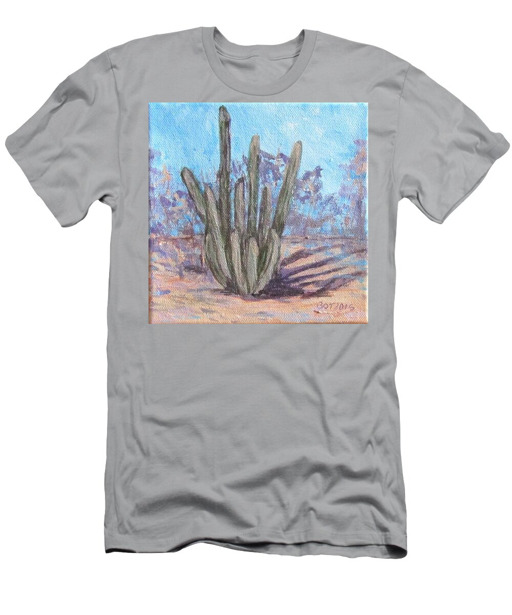 Cactus T-Shirt featuring the painting Senita Cactus by Barbara O'Toole