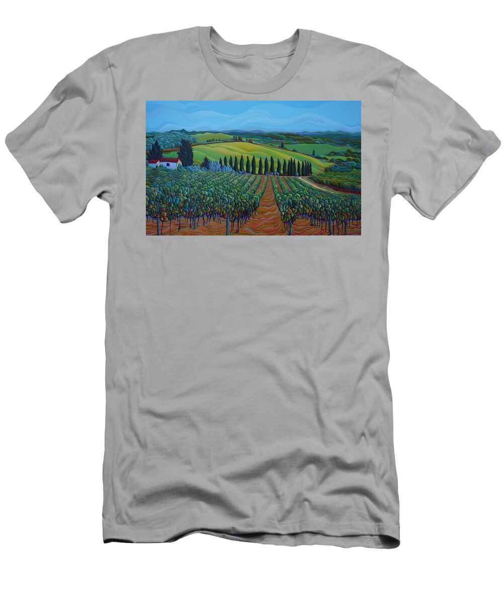 Sunny T-Shirt featuring the painting SenTrees of the Grapes by Amy Ferrari