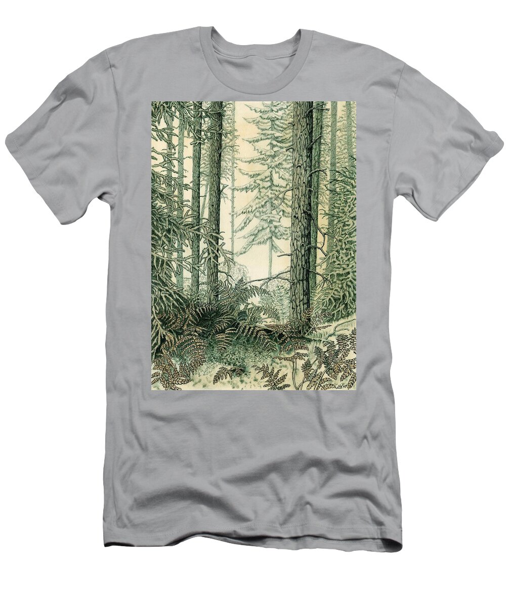 Sepia T-Shirt featuring the painting Sepia Forest by Lynne Henderson