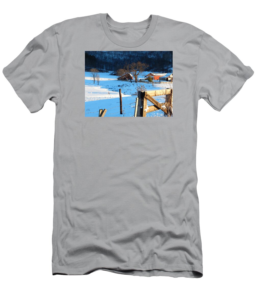 Winter T-Shirt featuring the photograph Shadows Deep in the Valley by Wild Thing