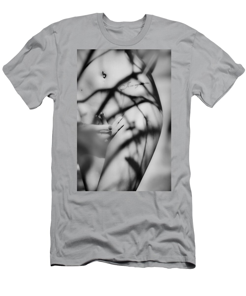 Nude T-Shirt featuring the photograph Shadows Play on Woman Body by Vitaly Vachrushev