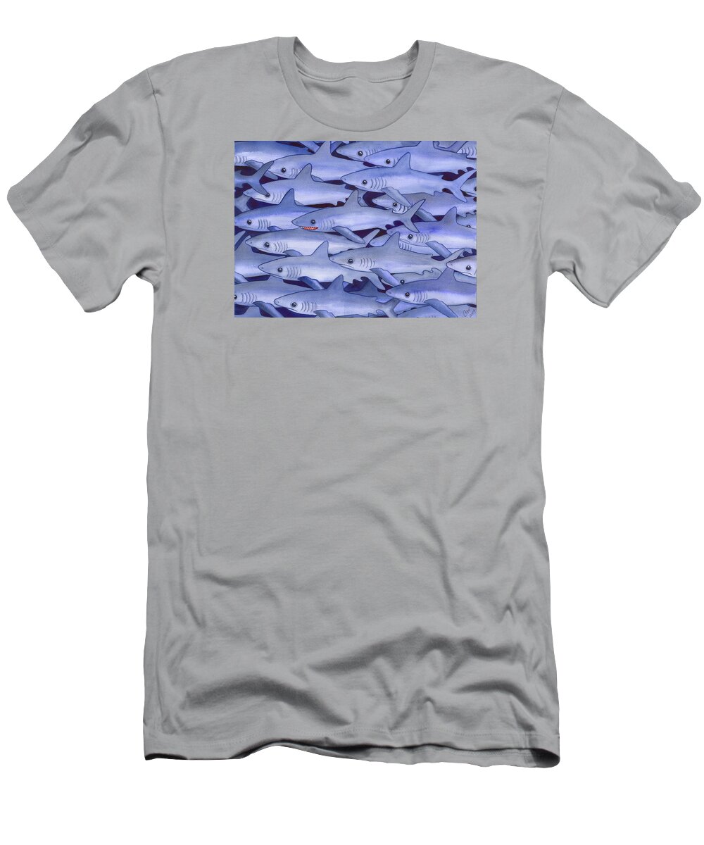 Shark T-Shirt featuring the painting Sharks by Catherine G McElroy