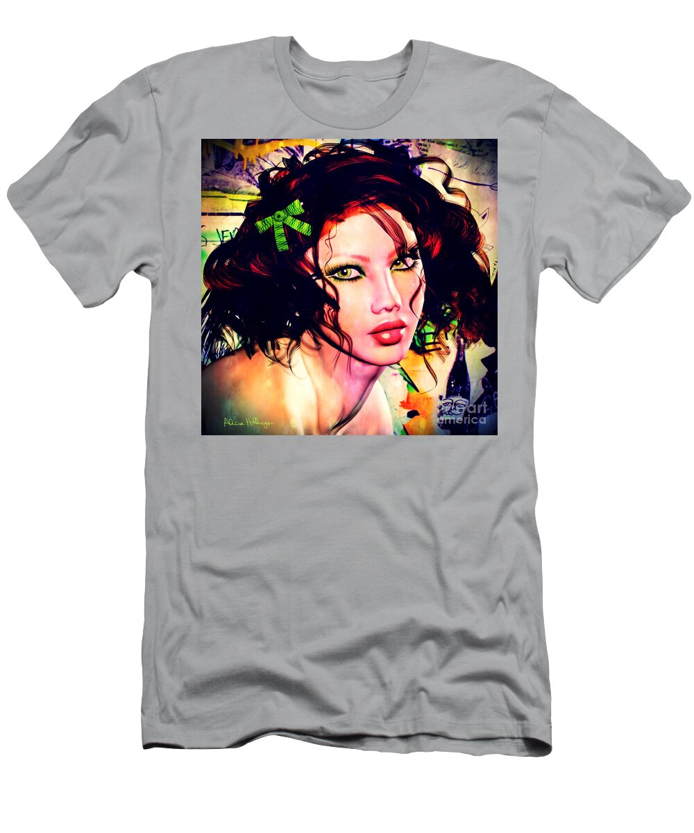 Girl T-Shirt featuring the digital art She's Like a Rainbow by Alicia Hollinger