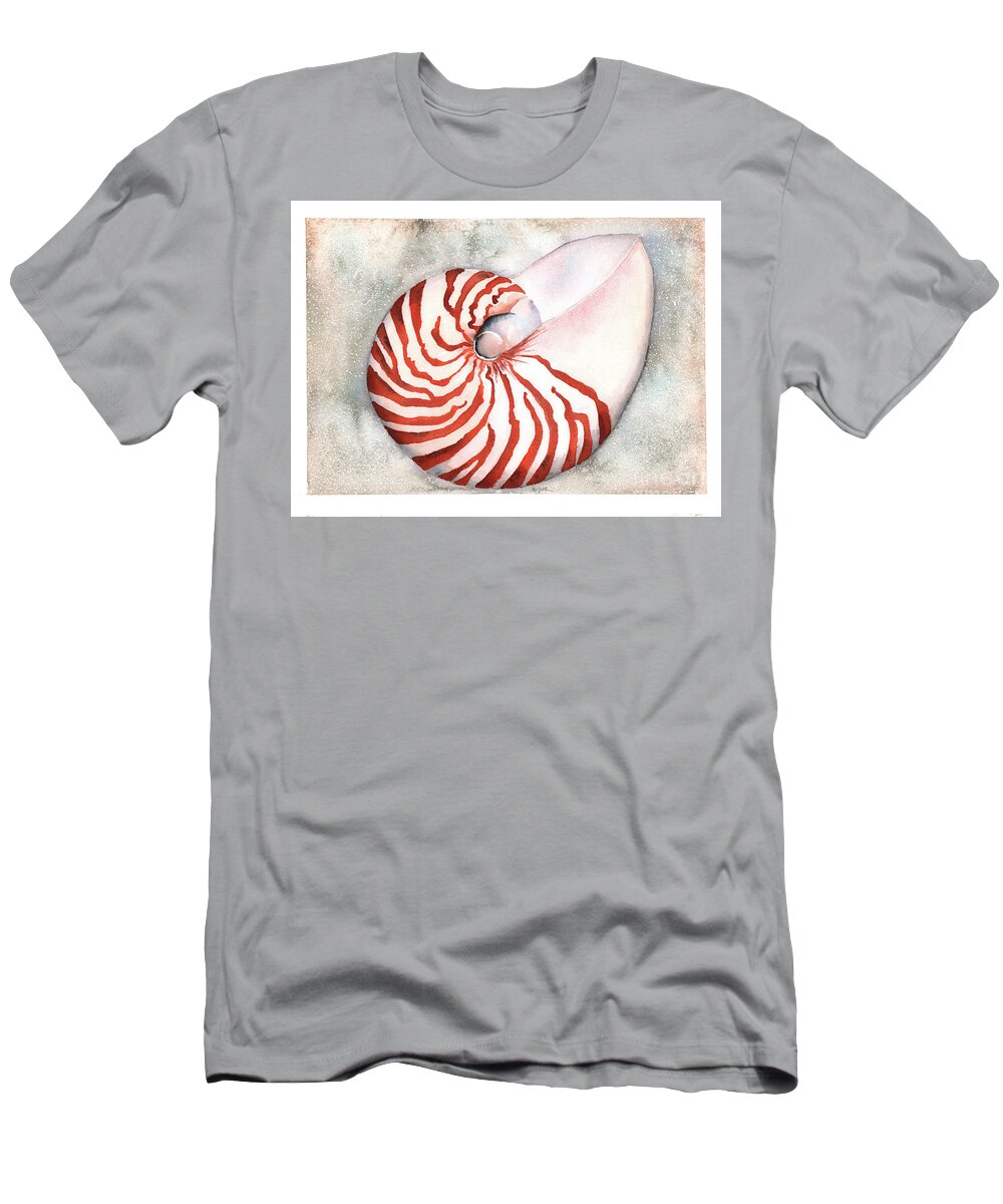 Nautilus T-Shirt featuring the painting Shimmering Nautilus by Hilda Wagner