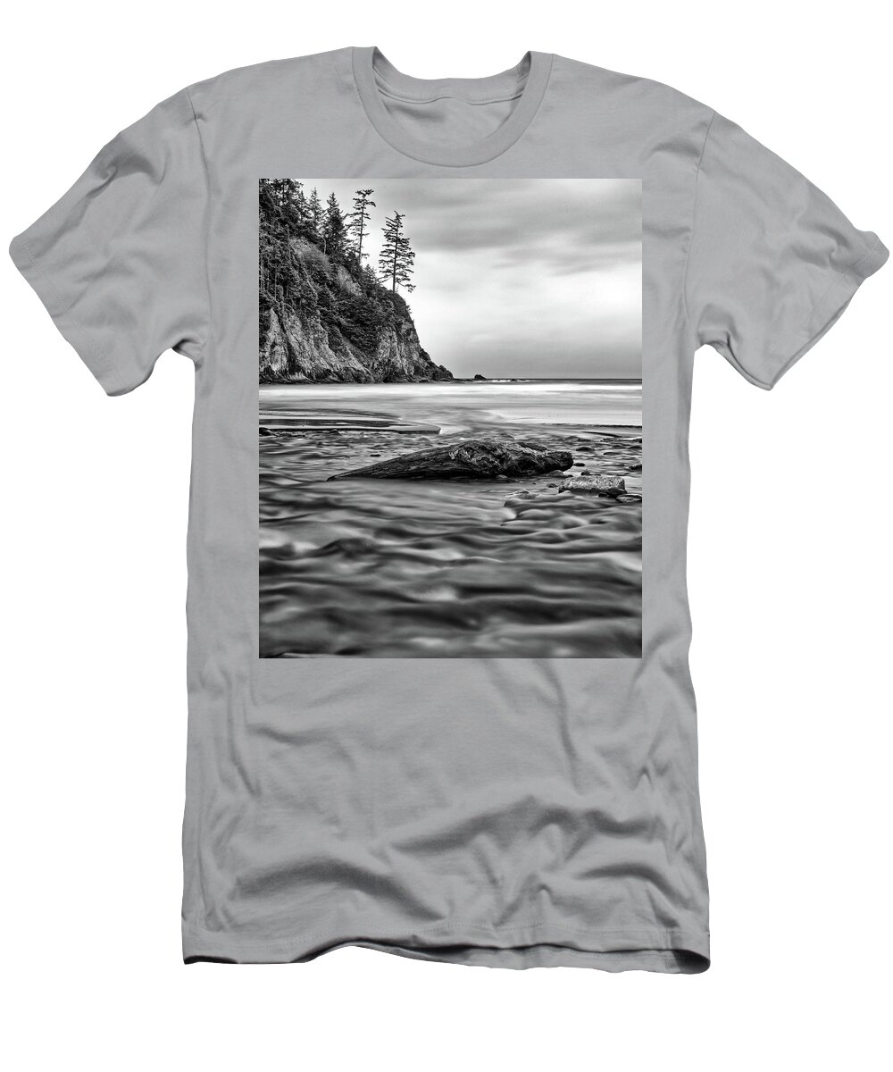 Oregon T-Shirt featuring the photograph Short Sand Beach BW by Jedediah Hohf