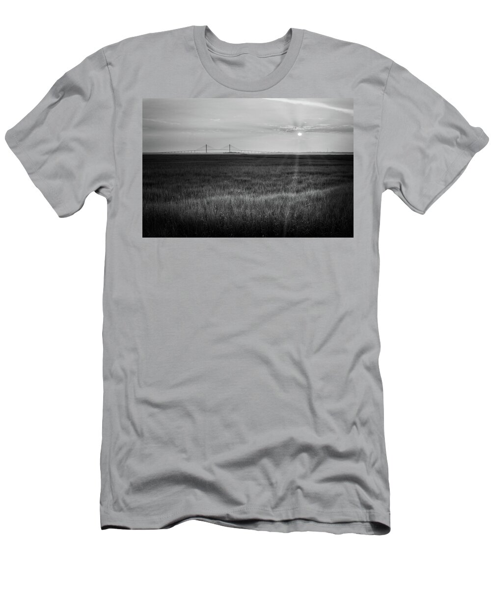 Sidney Lanier Bridge T-Shirt featuring the photograph Sidney Lanier At Sunset in Black and White by Greg and Chrystal Mimbs