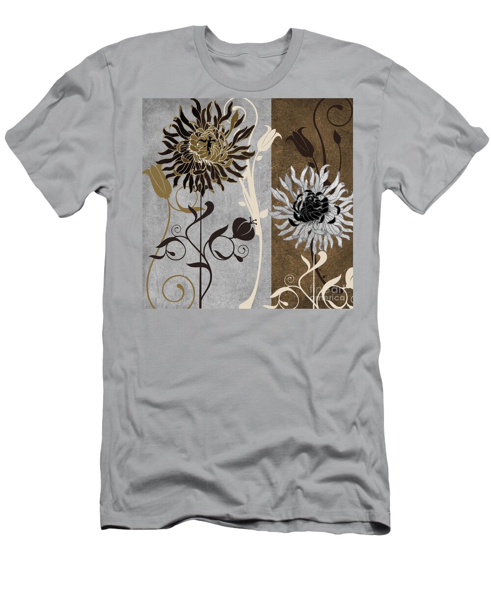 Art Nouveau T-Shirt featuring the painting Silver and Cinnamon I by Mindy Sommers