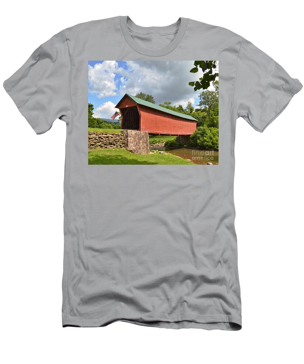 Sinking Creek Covered Bridge Giles County Virginia T-Shirt featuring the photograph Sinking Creek Covered Bridge - Giles County Virginia by Kerri Farley
