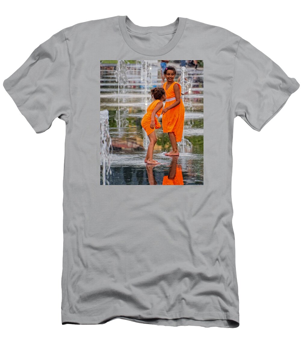 Children T-Shirt featuring the photograph Sisters in the Waterpark by Gary Karlsen