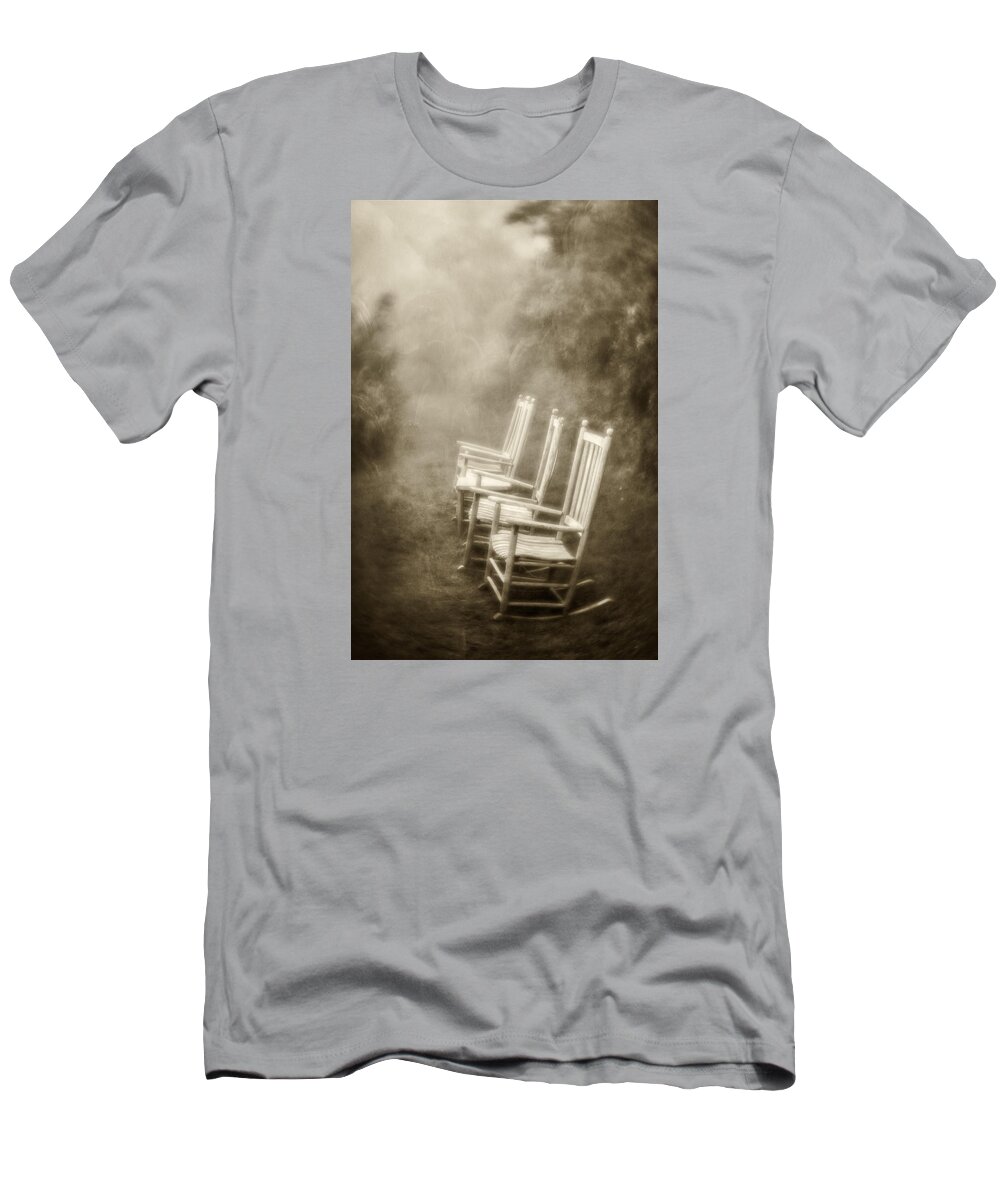 Mt. Pisgah T-Shirt featuring the photograph Sit A Spell-sepia by Joye Ardyn Durham