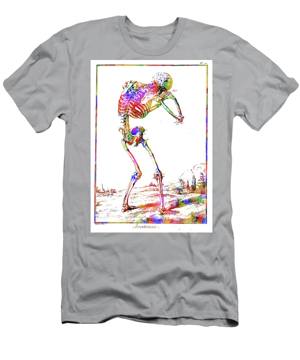 Skeleton T-Shirt featuring the mixed media Skeleton by Ann Leech