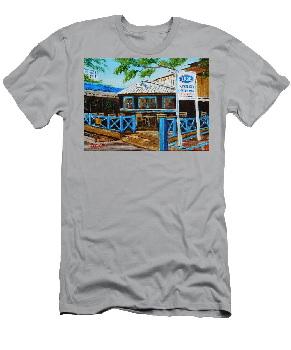 S.k.o.b. T-Shirt featuring the painting S.K.O.B. On Siesta Key Florida by Lloyd Dobson