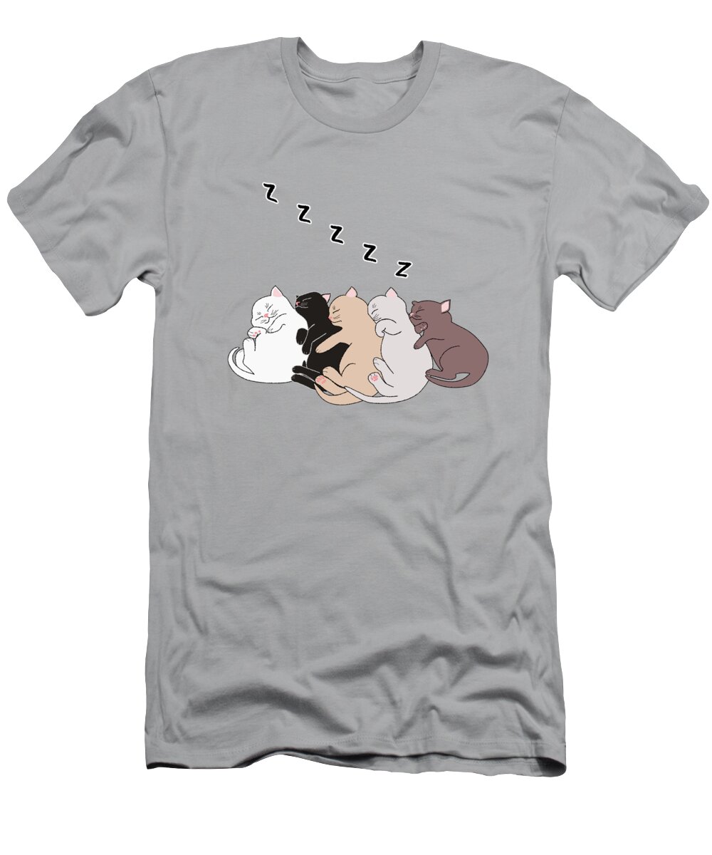 Sleeping Kitties T-Shirt featuring the digital art Sleeping Kitties by Two Hivelys
