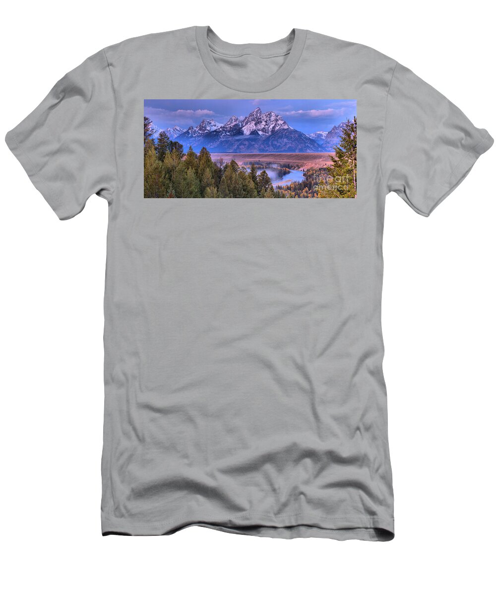 Snake River Sunrise T-Shirt featuring the photograph Snake River Overlook Fall Sunrise by Adam Jewell
