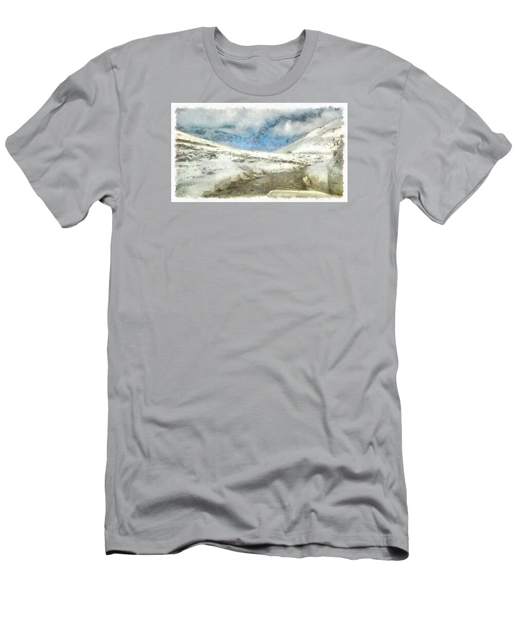 Snow T-Shirt featuring the photograph Snow and ice melting to form water by Ashish Agarwal