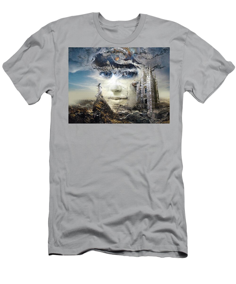 Snowfall T-Shirt featuring the digital art Snowfall in Parallel Universe or the One That Got Away by George Grie