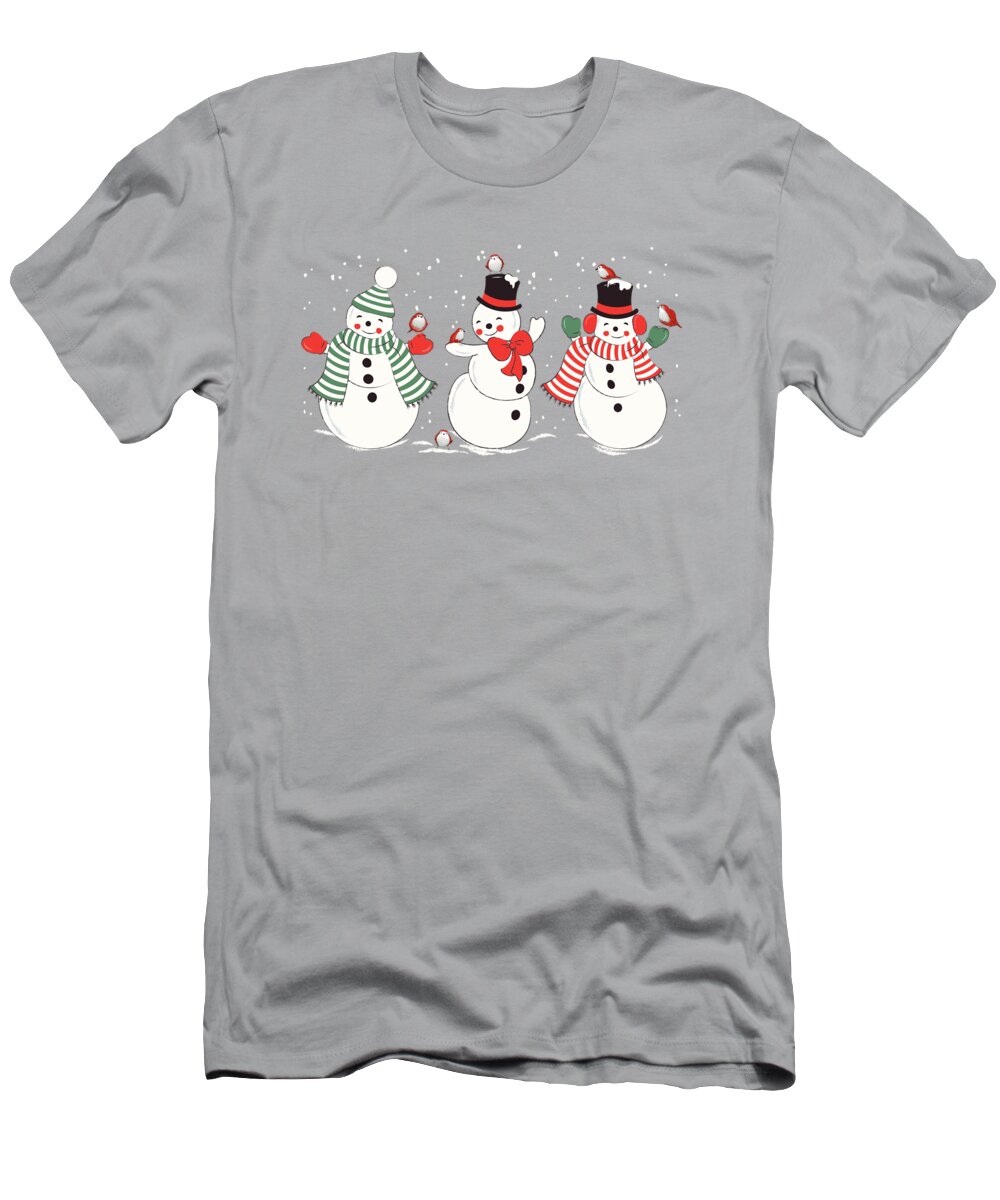 Painting T-Shirt featuring the painting Snowman Winter Wonderland by Little Bunny Sunshine
