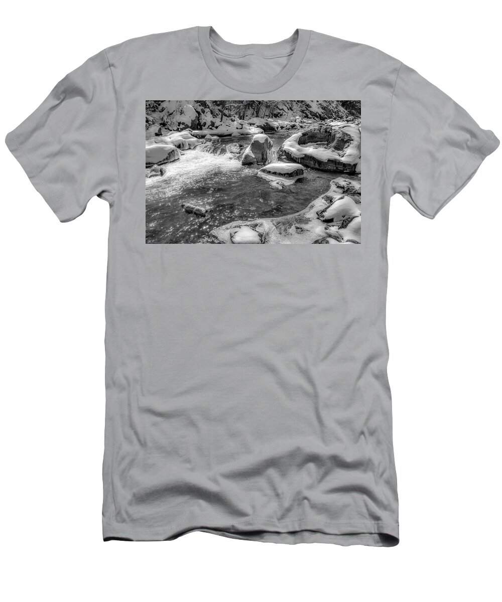 Creek In Snow T-Shirt featuring the photograph Snowy Canyon Creek by Michael Brungardt