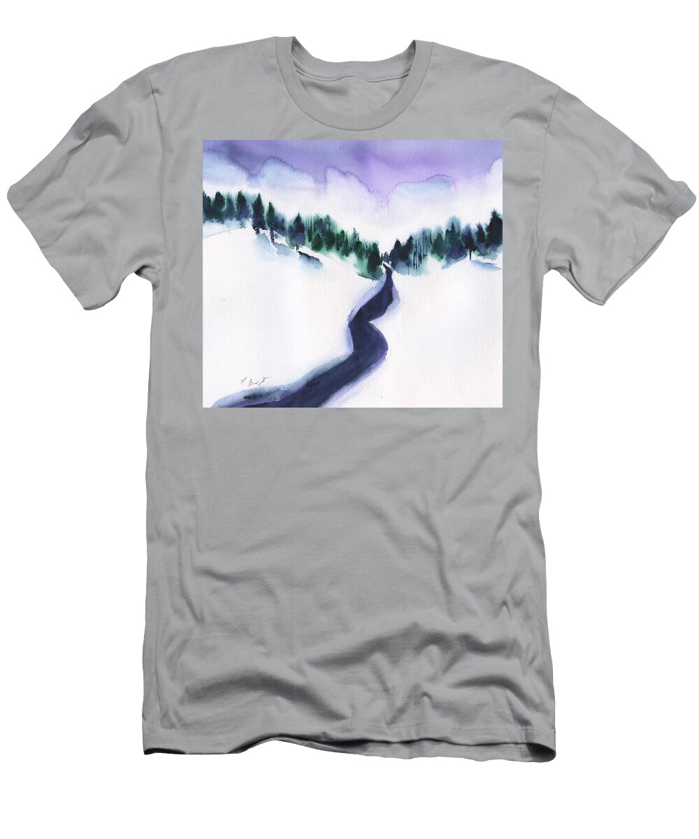 Snowy Creek T-Shirt featuring the painting Snowy Creek by Frank Bright