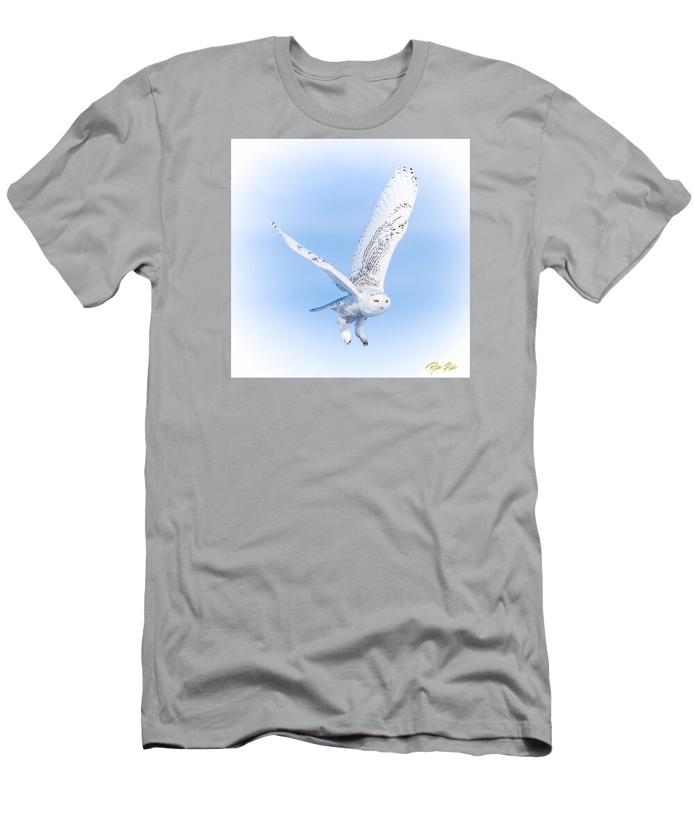 Animals T-Shirt featuring the photograph Snowy Owls on White by Rikk Flohr