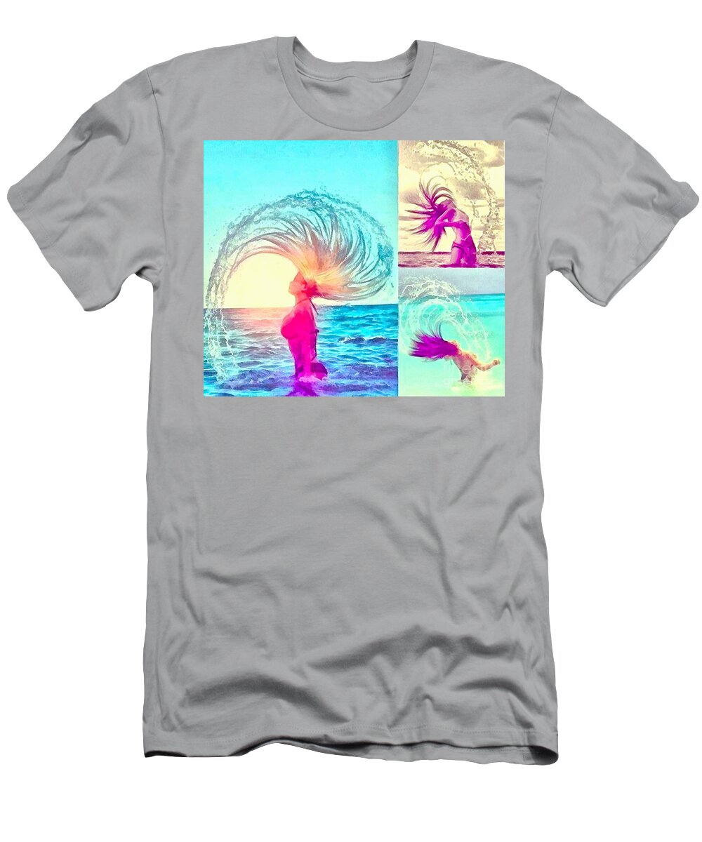 Soft And Wet Water Painting T-Shirt featuring the painting Soft And Wet Water Painted by Catherine Lott