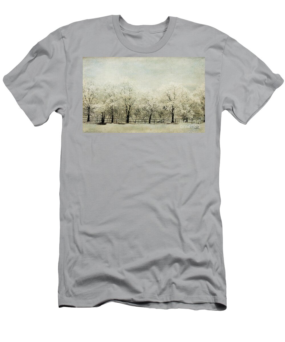 Orchard T-Shirt featuring the digital art Softly Falling Snow by Chris Armytage