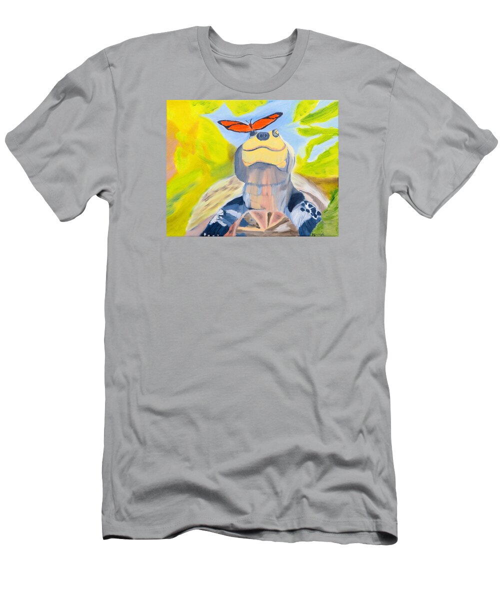 Turtle T-Shirt featuring the painting Solace by Meryl Goudey