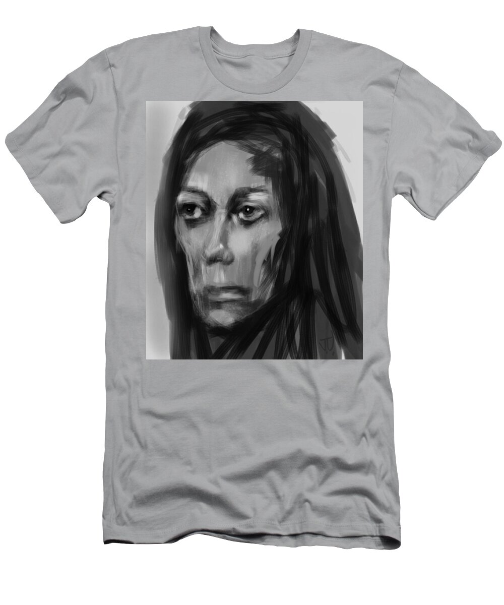 Portrait T-Shirt featuring the painting Solemn by Jim Vance