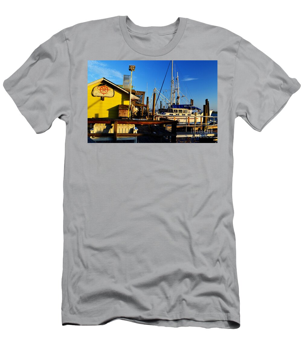 Southport T-Shirt featuring the photograph Southport Potters Seafood Pier by Amy Lucid