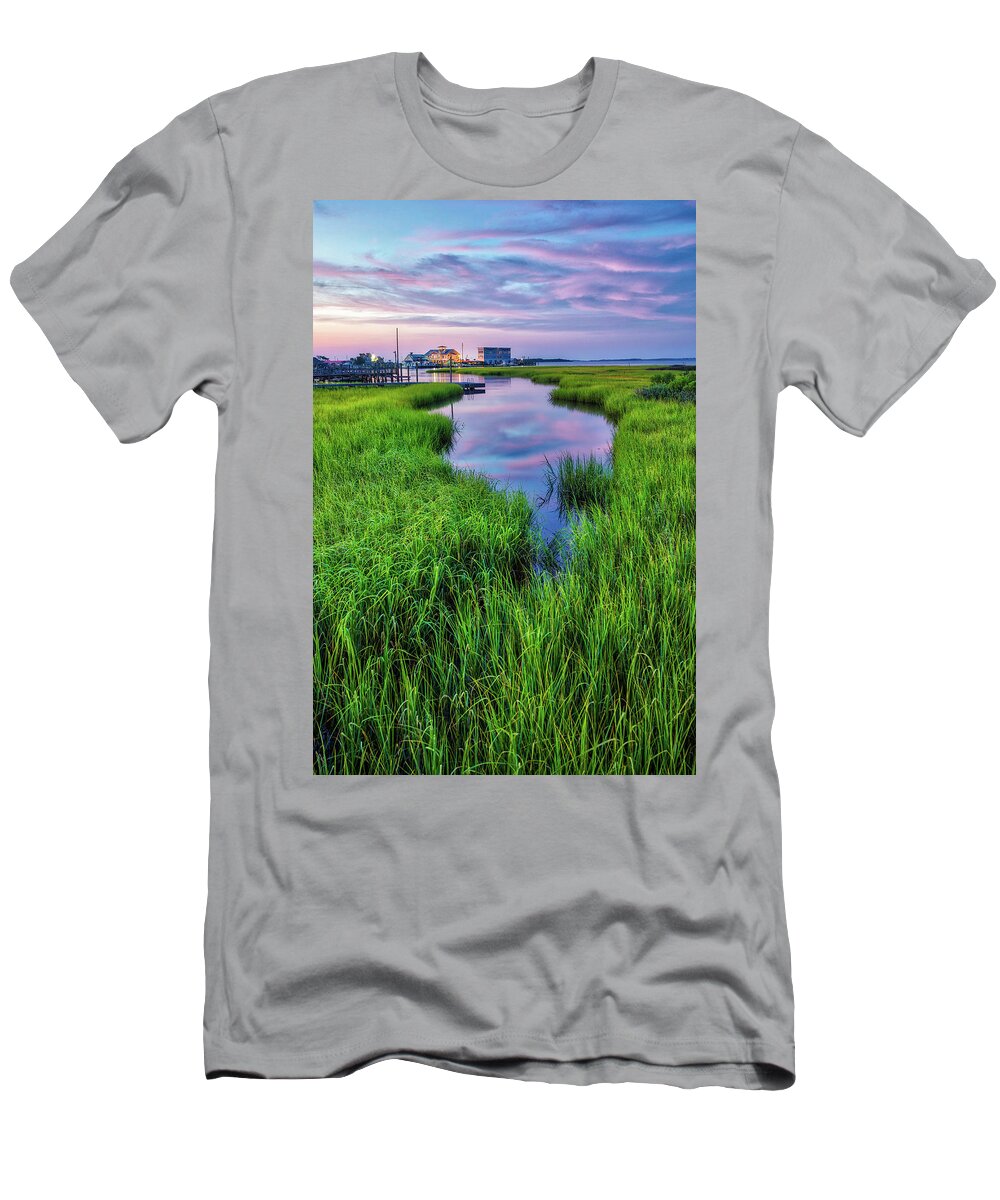 Southport T-Shirt featuring the photograph Southport Salt Marsh Sunrise by Nick Noble