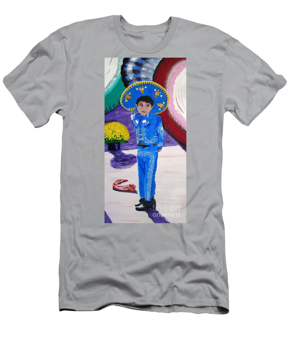 Spanish Boy T-Shirt featuring the painting Spanish boy 1 of 2 by Lisa Rose Musselwhite
