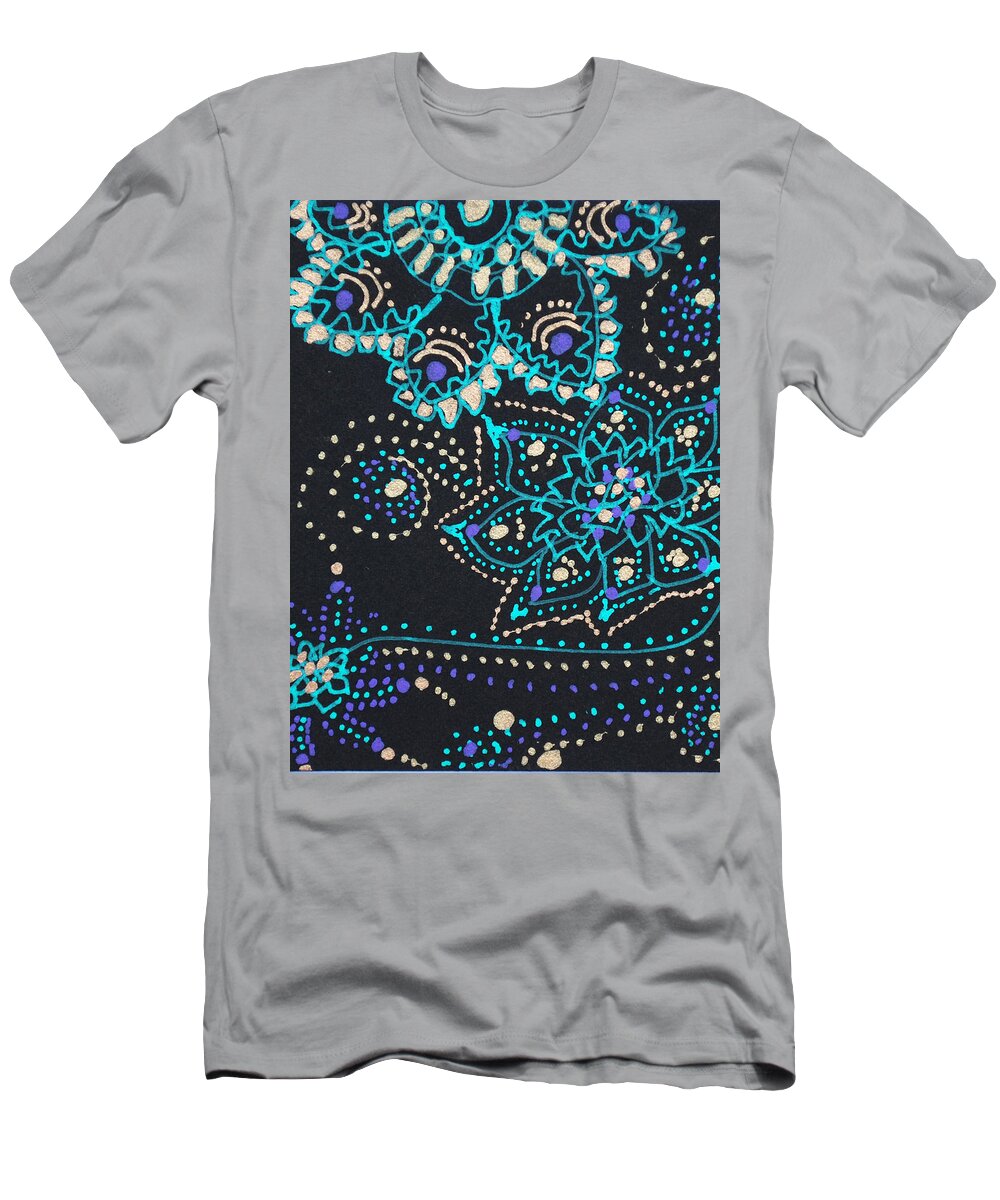 Zentangle T-Shirt featuring the drawing Midnite Sparkle by Carole Brecht