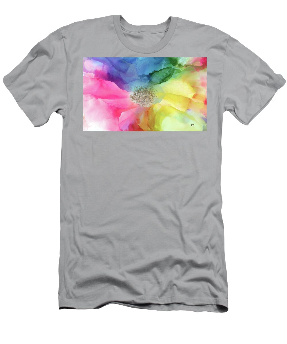 Flower T-Shirt featuring the painting Spectrum of Life by Eli Tynan