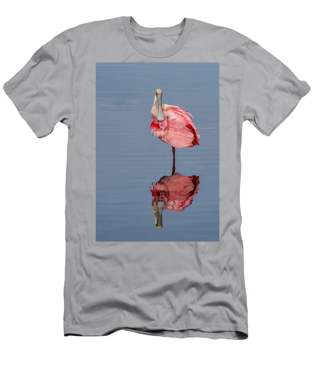 Spoonbill T-Shirt featuring the photograph Spoonbill and Reflection by Dorothy Cunningham