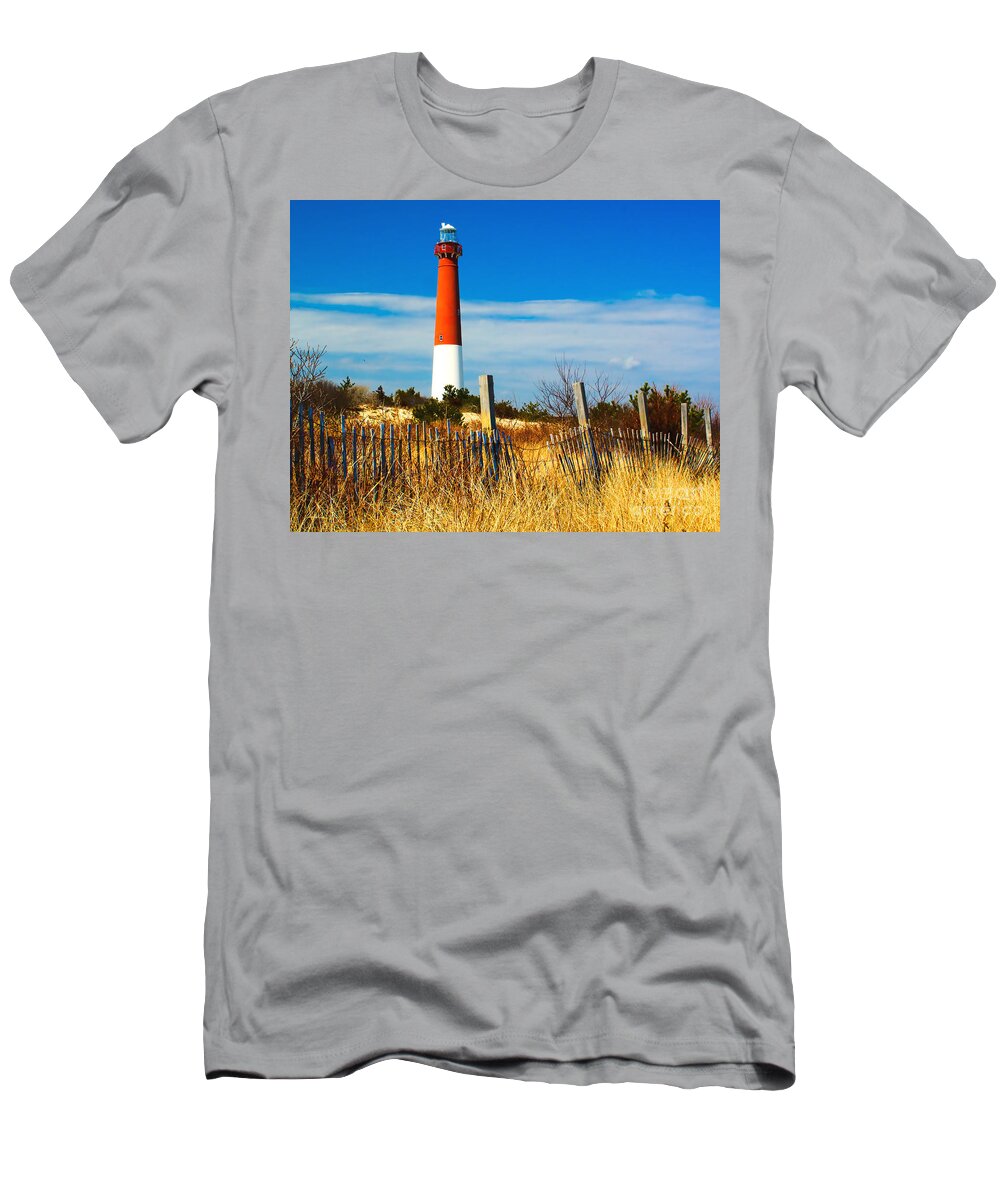 Barnegat Lighthouse Fence Ocean Landmark Jersey T-Shirt featuring the photograph Spring at Barnegat by Nick Zelinsky Jr