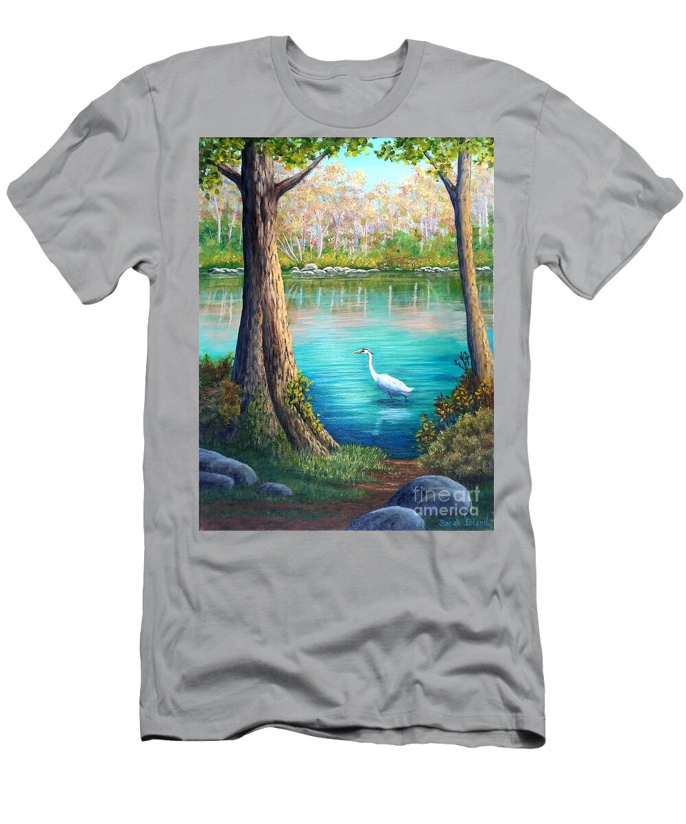 Landscape T-Shirt featuring the painting Spring Fishing by Sarah Irland