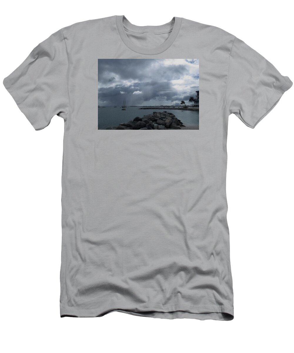Squall T-Shirt featuring the photograph Squall in Simpson Bay St Maarten by Christopher J Kirby