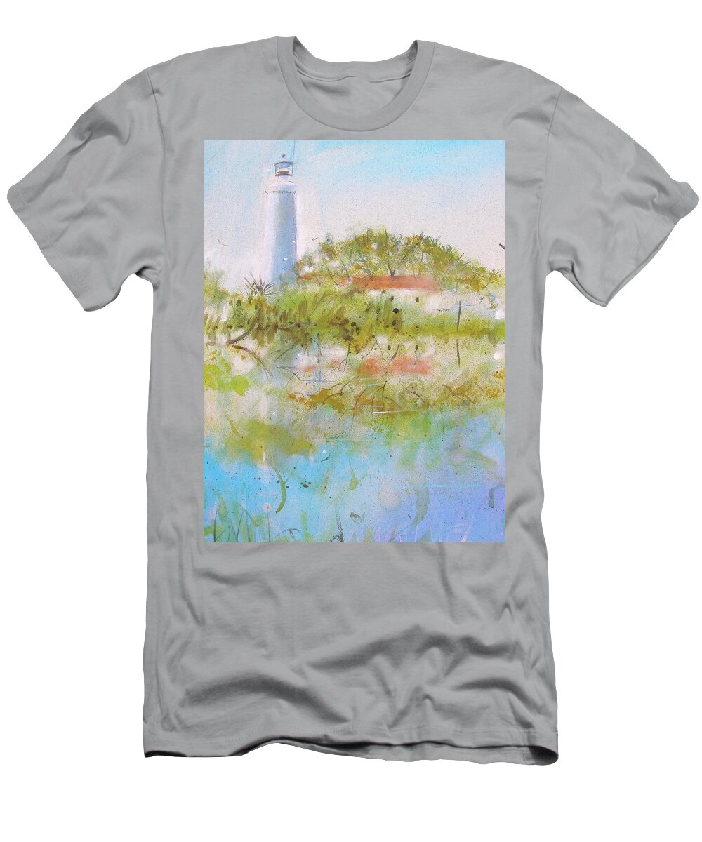 Lighthouse T-Shirt featuring the painting St Marks Lighthouse by Gertrude Palmer