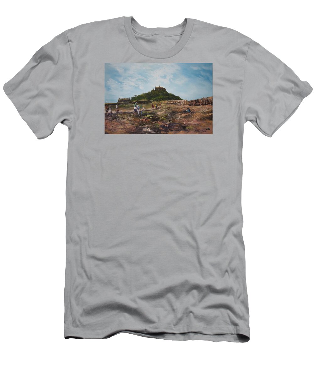 St Michaels Mount T-Shirt featuring the painting St Michaels Mount Cornwalll by Jean Walker